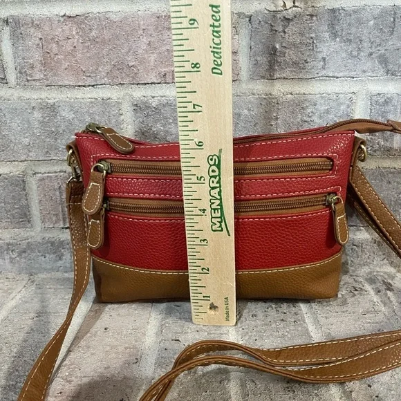 Stone Mountain Accessories Red and Tan Crossbody Bag with Adjustable Strap - Picture 7 of 11